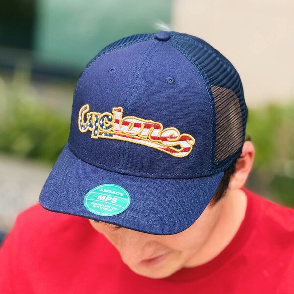 Legacy Patriotic Cyclones Script Navy Structured Hat front